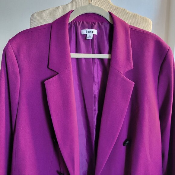 Bar III Jackets & Blazers - Bar III Women's Plum Compression Faux Double-Breasted Blazer (Size: 2X)